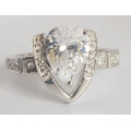 **CD DESIGNER JEWELRY** 1.52ct Pear CZ Ring in Silver -Size O