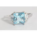 *CD DESIGNER JEWELRY*1.95ctw Natural Topaz and CZ Ring in Silver- Size 7.5