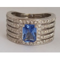 *CD DESIGNER JEWELRY*2.62ctw Tanzanite Cubic Zirconia Dress Ring in 925 Sterling Silver- Size R