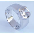 *CD DESIGNER JEWELRY* 2.4ctw CZ Broad Band Ring in Silver- Size P