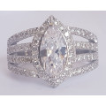 *CD DESIGNER JEWELRY*3.20ctw Marquise CZ Engagement Ring in 925 Sterling Silver*Size 7.5*
