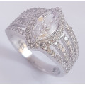 *CD DESIGNER JEWELRY* 3.2ctw Marquise CZ Halo Ring in Silver- Size 7.5