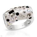 Crystal and Enamel Dress Ring in Sterling Silver- Size 6