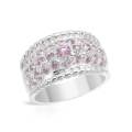 Pink Cubic Zirconia Dress Ring in 925 Sterling Silver- Size 8