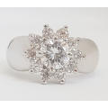 Cubic Zirconia Flower Style Costume Ring - Size R