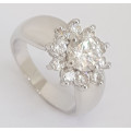 Cubic Zirconia Flower Style Costume Ring - Size R