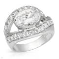 16.60ctw CZ Split band Ring in Silver- Size 6.5