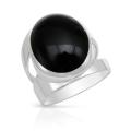 Black Onyx Ring in Silver- Size 9