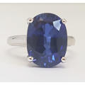*CD DESIGNER JEWELRY* 10.11 ct Synhetic Sapphire Ring in 925 Sterling Silver