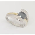 *CD DESIGNER JEWELRY* 1.25ct Black Moissanite  Silver Ring with 9ct Yellow Gold Plating