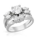 3.55ctw CubicZirconia Wedding Set in 925 Sterling Silver- Size 7