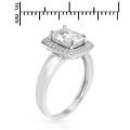 2.45ctw Cz Emerald Halo Ring in Silver- Size 7