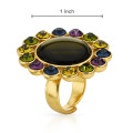 Multi Colour Base Metal Cocktail Ring- Size 6.5