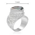 Simulated Mystic Trillion Ring in Silver- Size 8.5