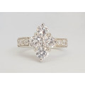 **925 Sterling Silver 2.24ctw CZ Cluster Ring- Size 7