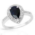 1.10ctw Sapphire and Diamond 1.10ctw Cocktail Ring in 925 Sterling Silver- Size 7