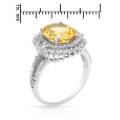 4.45ctw Natural Citrine and CZ Flower Ring in 925 Sterling Silver- Size 7