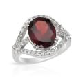 Garnet and Topaz halo ring in Silver- Size 6