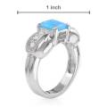 925 Sterling Silver Created Opal and 0.35ctw CZ Dress Ring**Size 8