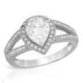 3.30ctw CZ Pear Halo Split band Ring in Silver