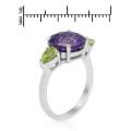 5.13ctw Natural Amethyst and Peridot Ring in Silver- Size 8