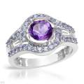 Amethyst and Tanzanite Ring in Silver- Size 8