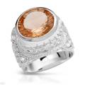 Golden Orange Simulated Gem Ring in Silver- Size 7.5