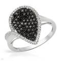 0.32ctw Cluster Diamond Pear shaped Ring in Silver Size 7
