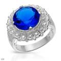 Simulated Blue Gem Ring in 925 Sterling Silver- Size 7.5
