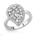 1.50ctw CZ Cluster Silver Ring in Silver- Size 6.5/ 7