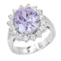 10.65ctw CZ Violet Dress Ring in Silver- Size 5, 6