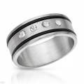 Men`s Two-tone Stainless Steel Crystal Wedding Band Size 13.5