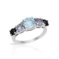 2.86ctw Amethyst/ Sapphire/ Topaz Ring in Silver- Size 6