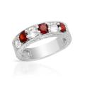 1.81ctw Natural Garnet and Topaz Band in Silver- Size 6