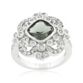 Smokey and Clear CubicZirconia Filigree Ring- Size 6/9/10