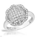 0.43ctw CZ Flower Cluster Ring in Silver- Size 7