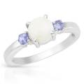 Opal and Tanzanite Ring in Silver- Size 6