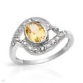 1.25ctw Citrine and Diamond  Ring in Silver- Size 9