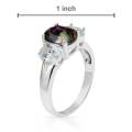 Mystic Topaz Trilogy Ring in Silver- Size 7