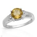1.37ctw Natural Citrine and Topaz Silver Ring- Size 8