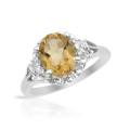 Oval Citrine and Topaz Ring in Silver- Size 8