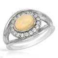 Halo Opal and Topaz Ring in Silver- Size 8/ 9