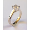 1ct CZ Solitaire Ring in 925 Sterling Silver- Size 7