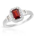 1.12ctw Garnet and CZ Promise Ring in Silver- Size 7