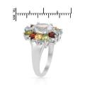 Gemstone Flower Ring in Silver- Size 10