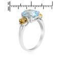Natural Citrine and Topaz Trilogy Ring in Silver- Size 6
