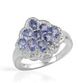1.35ctw Tanzanite ring in Silver- Size 5.5