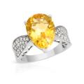 Citrine and CZ Ring in Silver- Size 7
