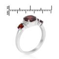 Natural Garnet and Diamond Ring in Silver- Size 6.5