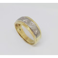 *Exclusive Jewelry*Genuine 0.08ctw 9ct Yellow and White Gold Diamond Wedding Band- Size 13